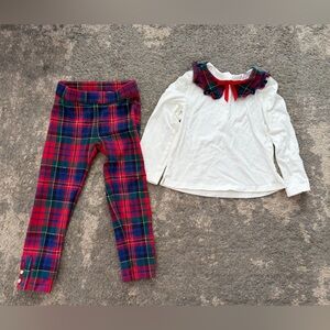 Janie and Jack Red and Blue Plaid Kids Leggings Set